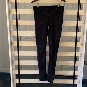 Black leopard print skinny jeans